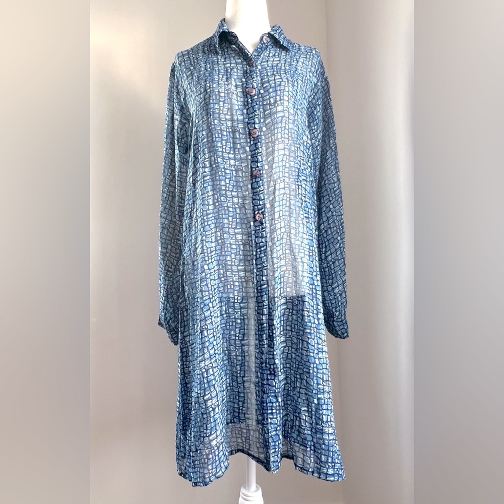 RAG xtra long shear button down blouse beach cover up sz Large